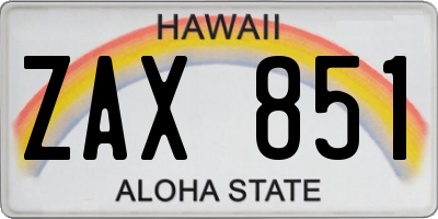 HI license plate ZAX851