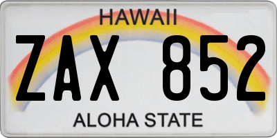 HI license plate ZAX852