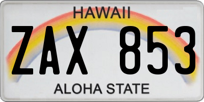 HI license plate ZAX853