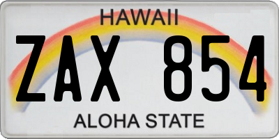 HI license plate ZAX854
