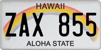 HI license plate ZAX855