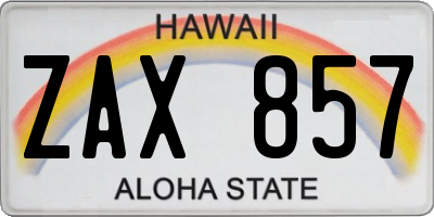 HI license plate ZAX857