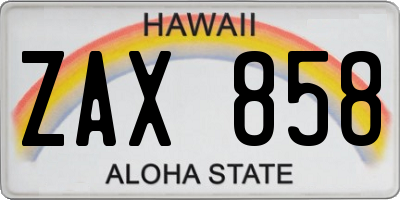 HI license plate ZAX858