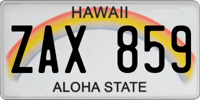 HI license plate ZAX859
