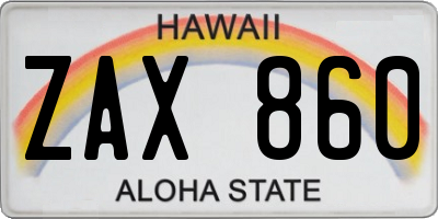 HI license plate ZAX860