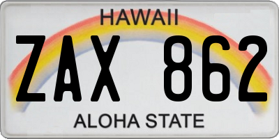 HI license plate ZAX862