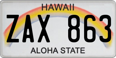 HI license plate ZAX863