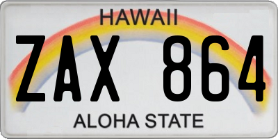 HI license plate ZAX864