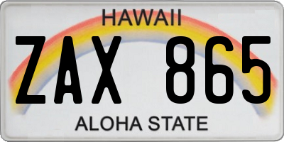 HI license plate ZAX865