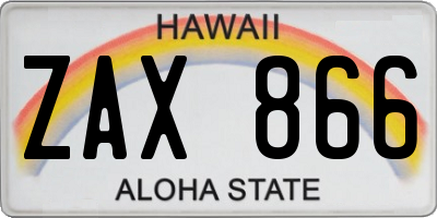HI license plate ZAX866