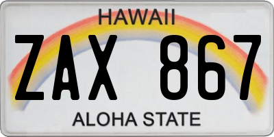 HI license plate ZAX867