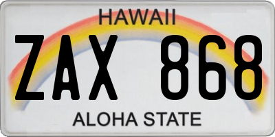 HI license plate ZAX868