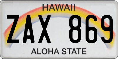 HI license plate ZAX869