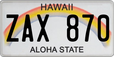 HI license plate ZAX870