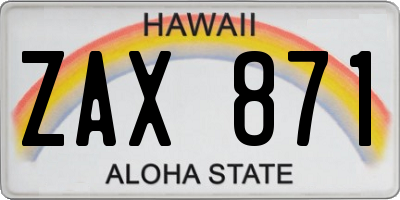 HI license plate ZAX871