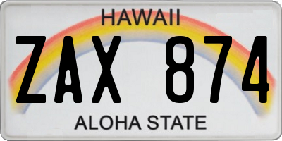 HI license plate ZAX874