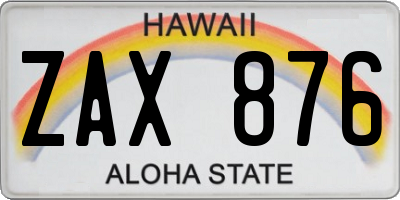 HI license plate ZAX876