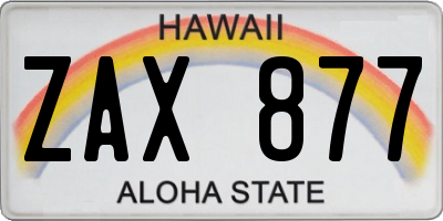 HI license plate ZAX877