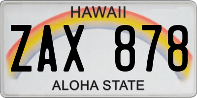 HI license plate ZAX878