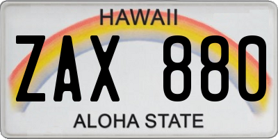 HI license plate ZAX880