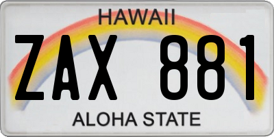 HI license plate ZAX881