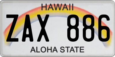 HI license plate ZAX886