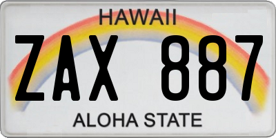 HI license plate ZAX887