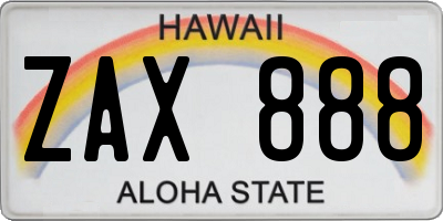 HI license plate ZAX888