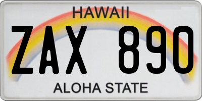 HI license plate ZAX890