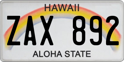 HI license plate ZAX892