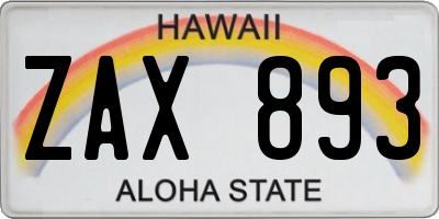 HI license plate ZAX893