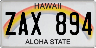 HI license plate ZAX894