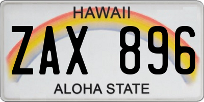 HI license plate ZAX896
