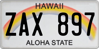 HI license plate ZAX897