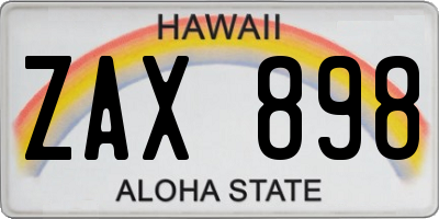 HI license plate ZAX898