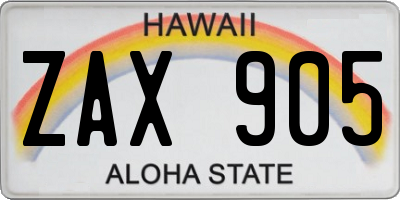 HI license plate ZAX905