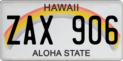 HI license plate ZAX906