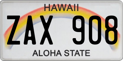 HI license plate ZAX908