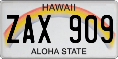 HI license plate ZAX909