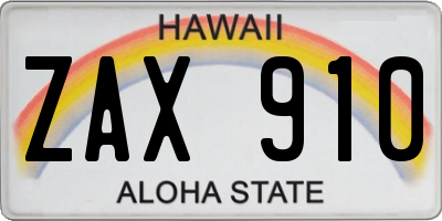 HI license plate ZAX910