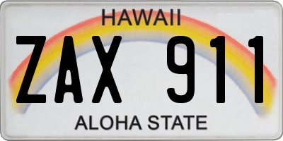 HI license plate ZAX911