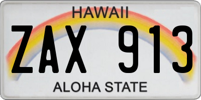 HI license plate ZAX913