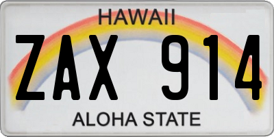 HI license plate ZAX914
