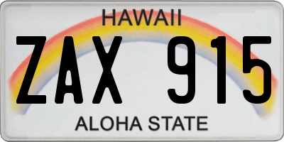 HI license plate ZAX915