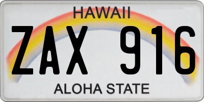 HI license plate ZAX916