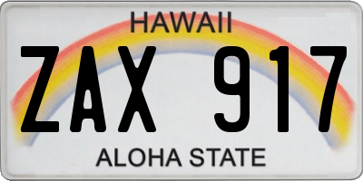 HI license plate ZAX917