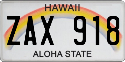 HI license plate ZAX918