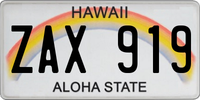 HI license plate ZAX919
