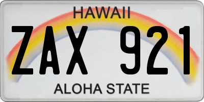 HI license plate ZAX921