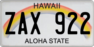 HI license plate ZAX922